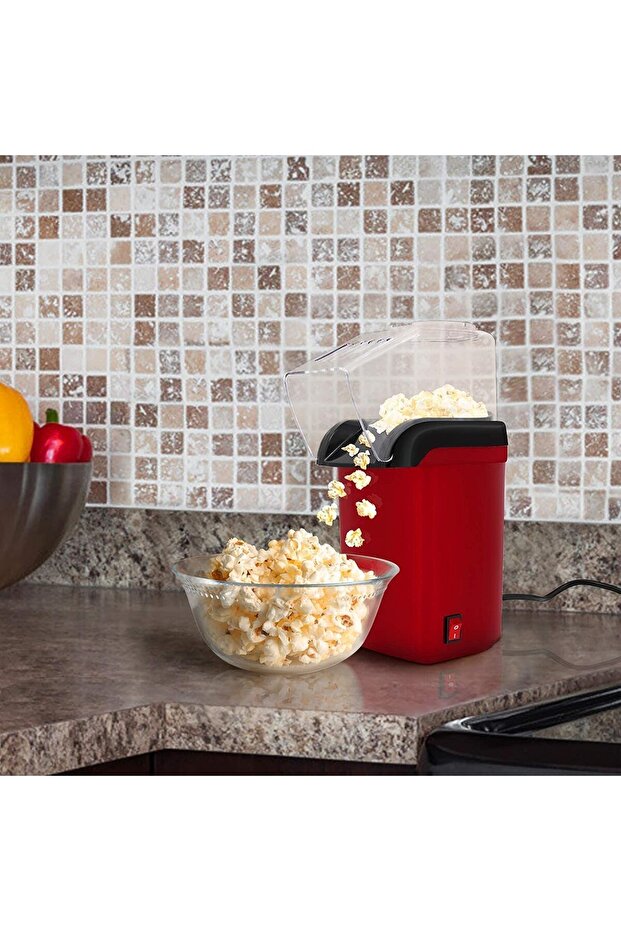 Worldtronics Electric Hot Air Popcorn Popper Maker for Home (Red)