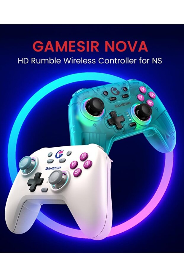 Wireless controller for Switch/PC/iOS/Android. Hall stick, RGB lighting, 1200mAh charging, turbo, motion control, wake-up. - 4