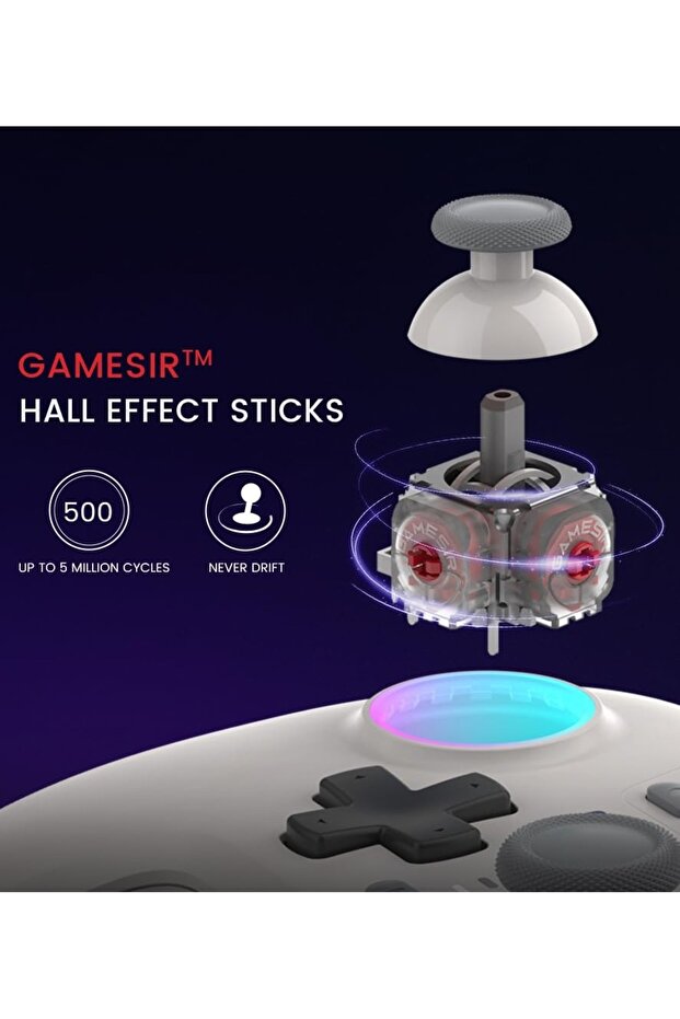 Wireless controller for Switch/PC/iOS/Android. Hall stick, RGB lighting, 1200mAh charging, turbo, motion control, wake-up. - 8