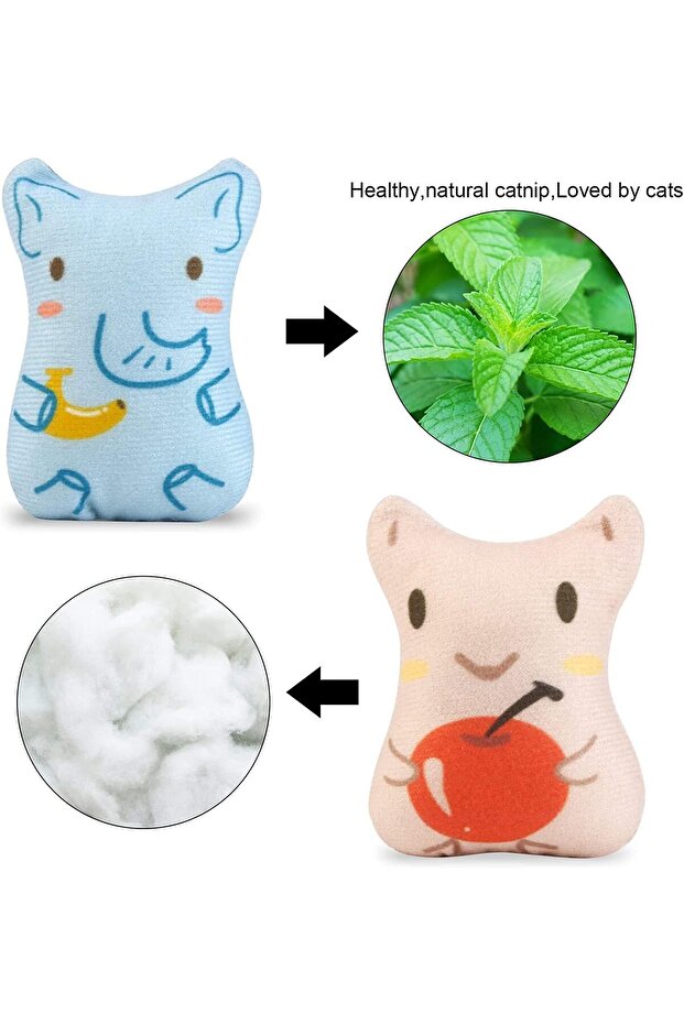 Sunscreen 5 Pack Catnip Plush Cat Toys - Interactive Catnip Pillow Animal Shapes - 5