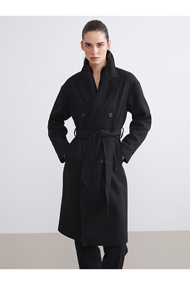 Lcw Vision Double-Breasted Collar Women's Cashmere Coat