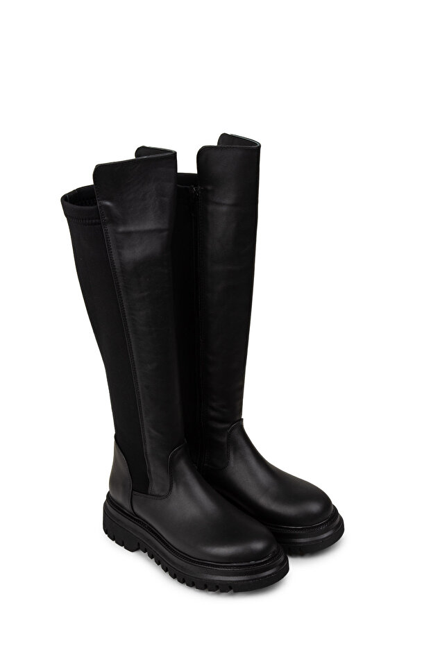 Kadın Siyah Fermuarlı Bot - 3