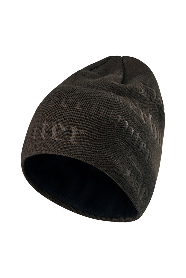 Embossed Logo Beanie, Walnut - 1