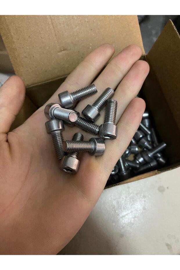 10 adet paslanmaz m8x12 imbus başlı civata - 2