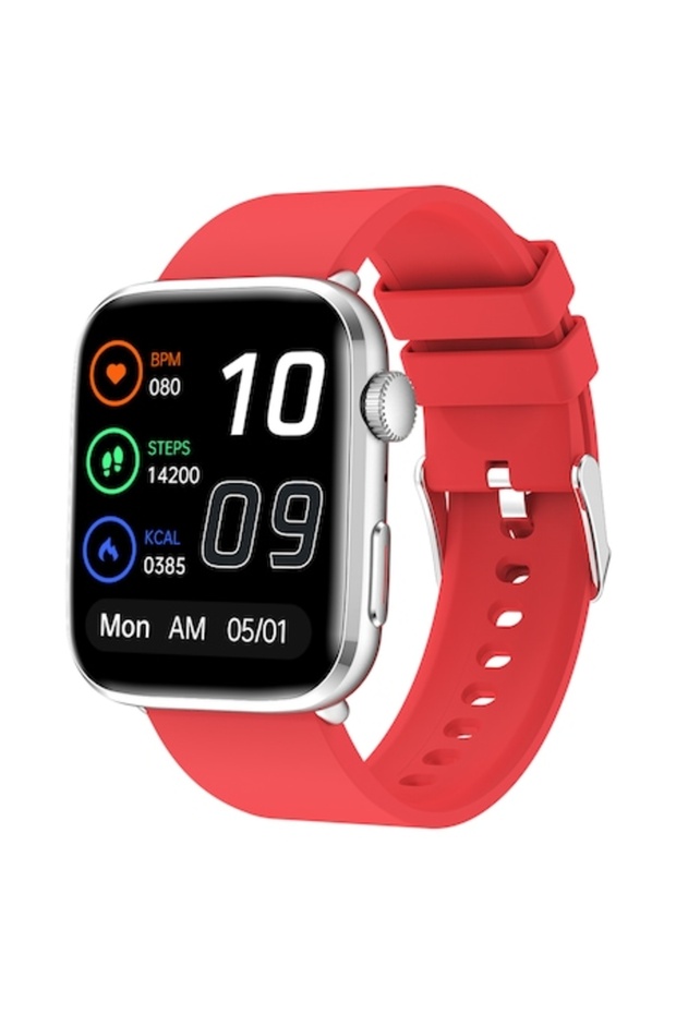Smartwatch S865, glucometer sensor, heart rate monitoring, red, 1.85 inch - 1
