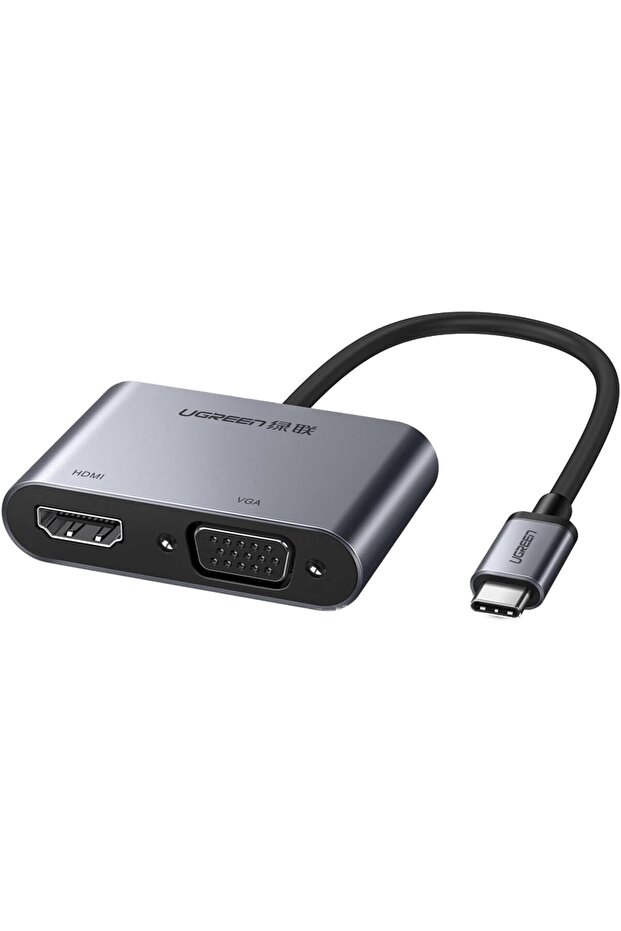 محول CM162-50505 من USB-C إلى HDMI + VGA + USB 3.0 مع خاصية PD - رمادي اللون