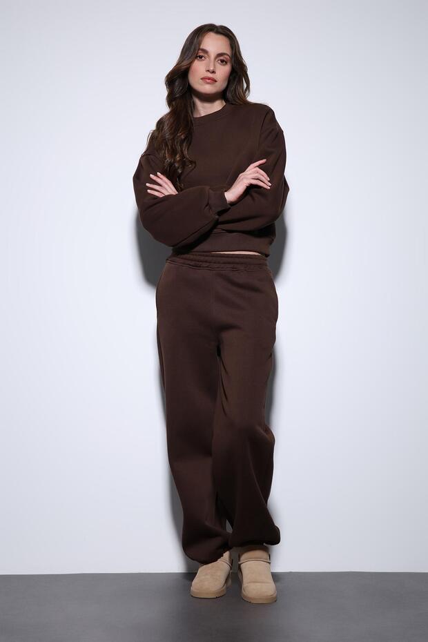 Kahve Basic Kadın Sweatshirt - 3