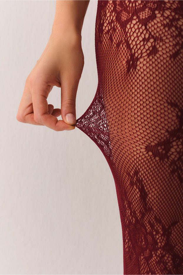 Fishnet Lace Floral Patterned Fishnet Pantyhose