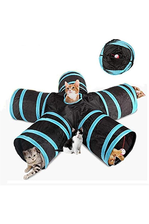 Volwco 5 Way Large Space Collapsible Pet Play Tunnel with Storage Bag for Cat