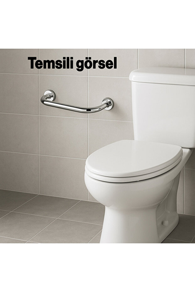 Tutunma Barı 19 Çap 20 cm Paslanmaz Çelik Krom Duvar Tipi Banyo Tuvalet Destek Barı Tutma Aparatı - 5