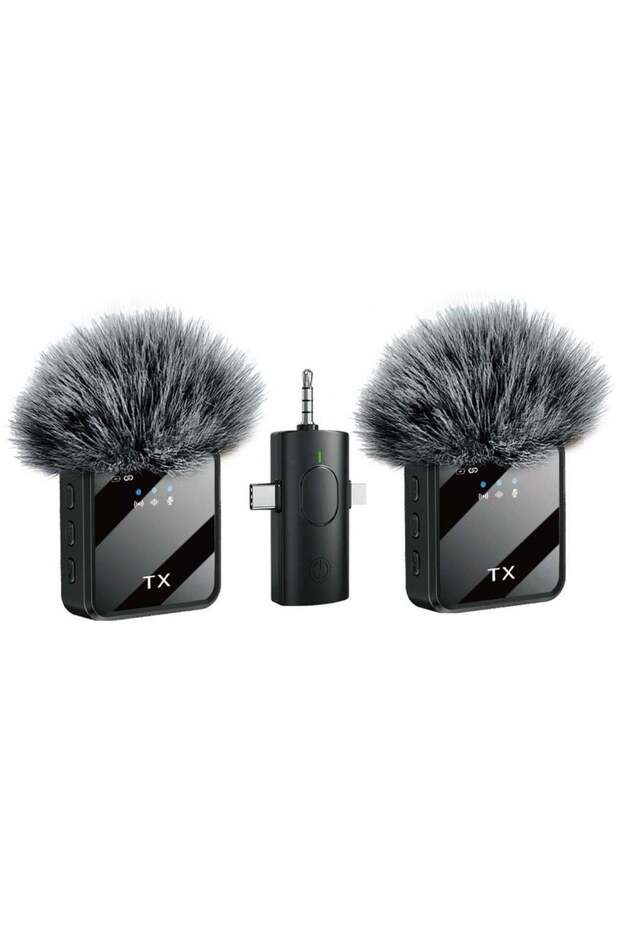 Kablosuz Tüylü Yaka Mikrofonu F11 Model 3'ü 1 Arada 3.5mm Uyumlu Tekli Set Type-C Apple - 1