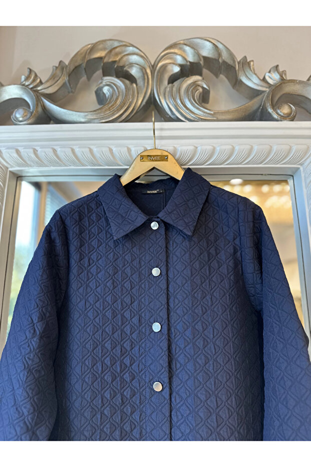 Başak Desenli Kapitone Ceket - 1