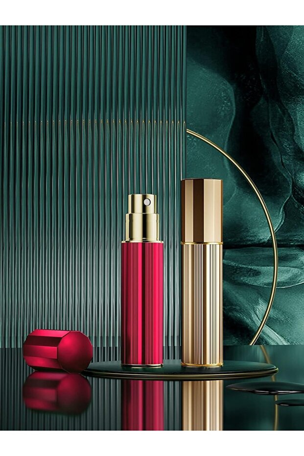 5ml Travel Atomizer,Mini Refillable Empty Spray Perfume Bottle,Portable Empty Container,red+gold - 5