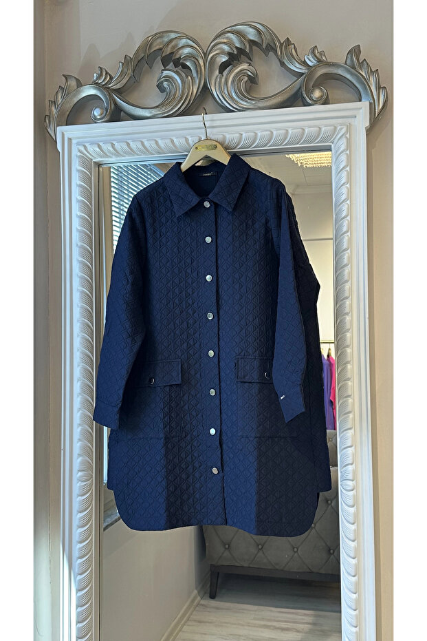 Başak Desenli Kapitone Ceket - 4