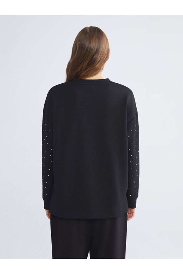 LCWAIKIKI Basic Taşlı Oversize Kadın Sweatshirt Tunik - 5
