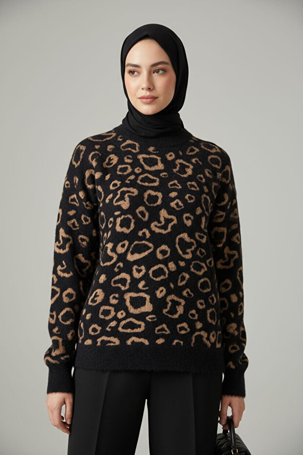 سترة ناعمة بنمط الفهد - 1