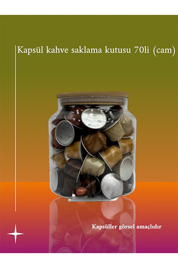 Kapsül Kahve Saklama Kutusu 70li Cam - 1