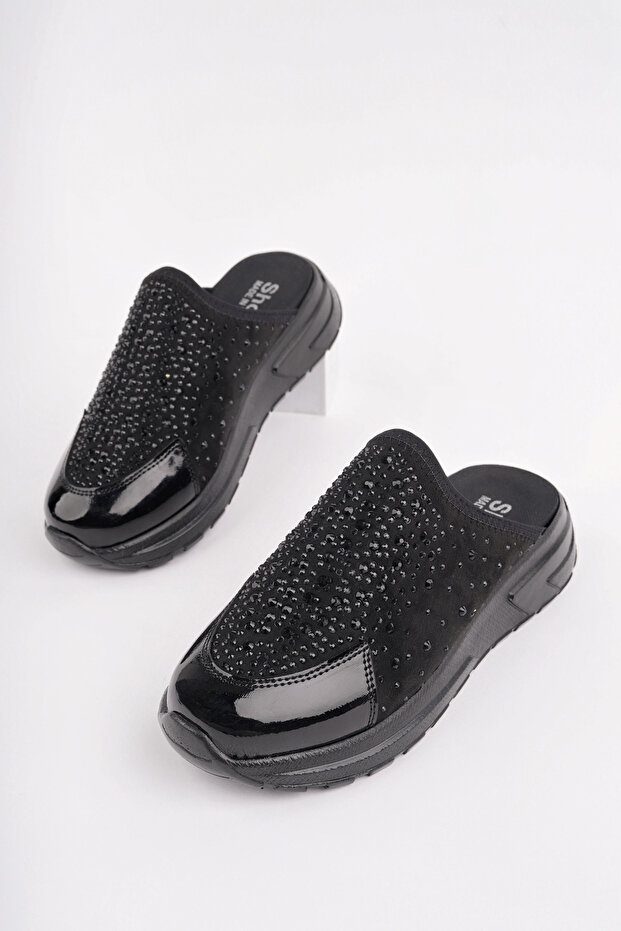 Ljn-156 Stone Patent Leather Slippers