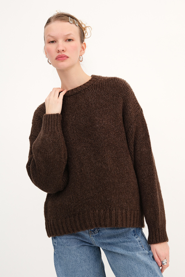 Bisiklet Yaka Basic Triko Kazak K251091 - 1