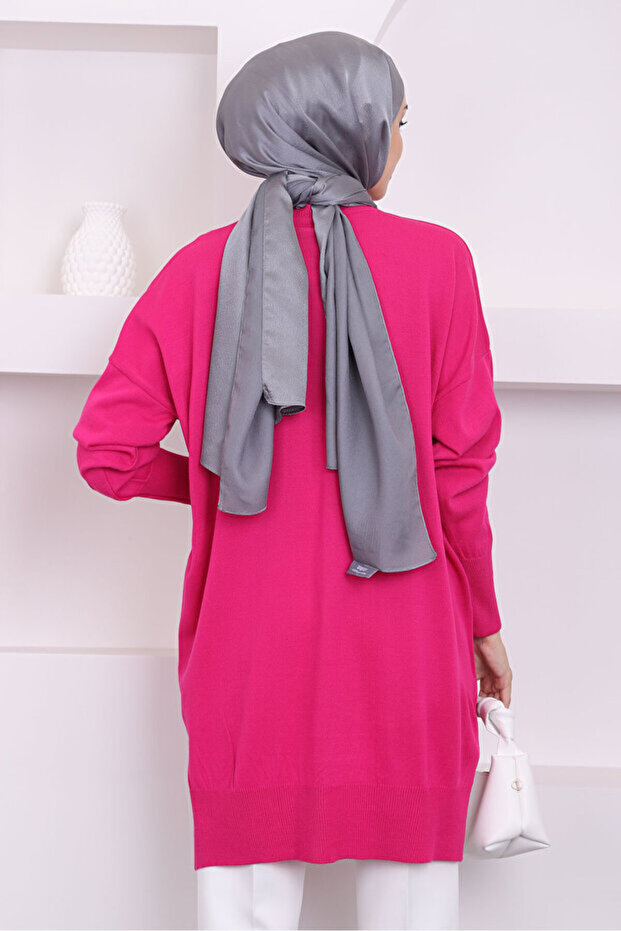 Bisiklet Yaka Salaş Triko Tunik - 2