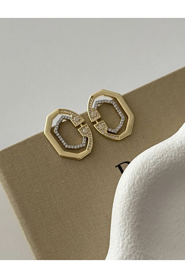 Brand Equivalent Geometric Pattern Earrings - 1