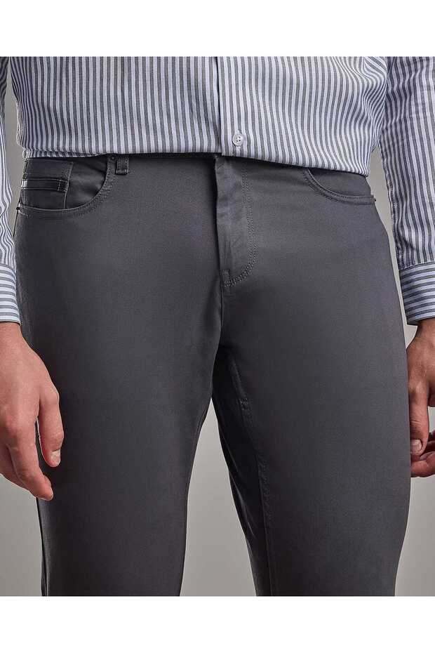 Solid Relaxed Fit Pants with Button Closure - 5