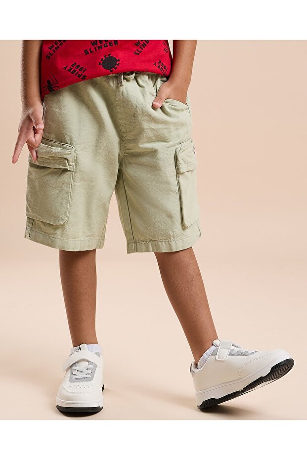 Textured Shorts with Drawstring Waist - 2