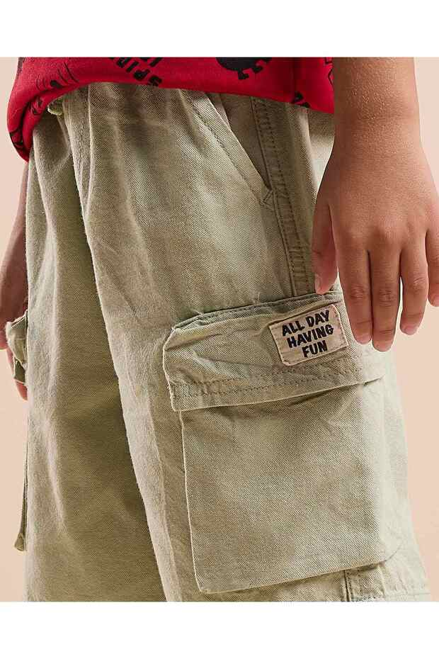 Textured Shorts with Drawstring Waist - 4