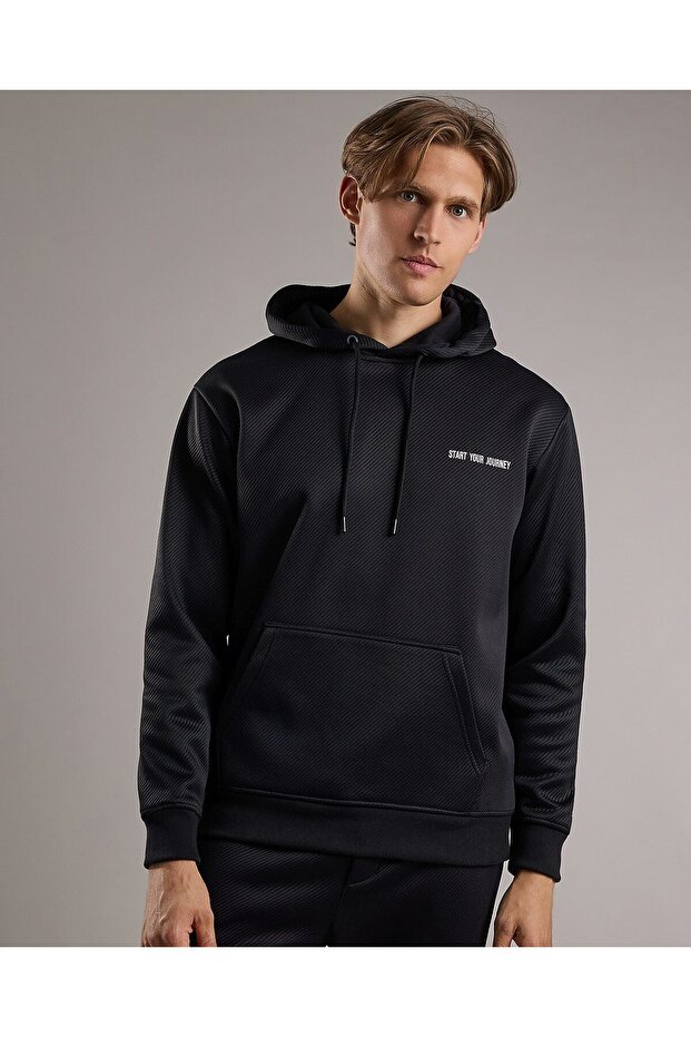 Print Detail Hoodie with Long Sleeves