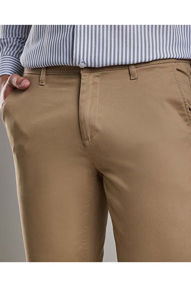 بنطال ضيق سادة مع زر للإغلاق - 5