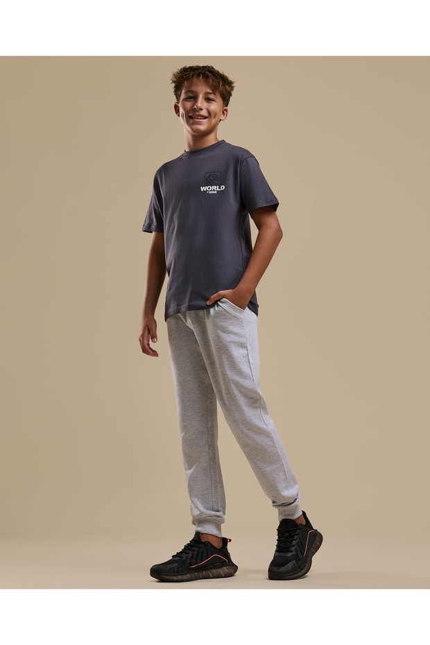 Solid Joggers with Drawstring Waist - 1