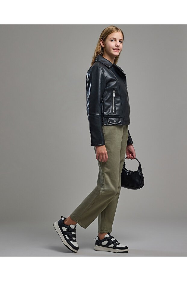 Solid Woven Pants with Button Closure - 1