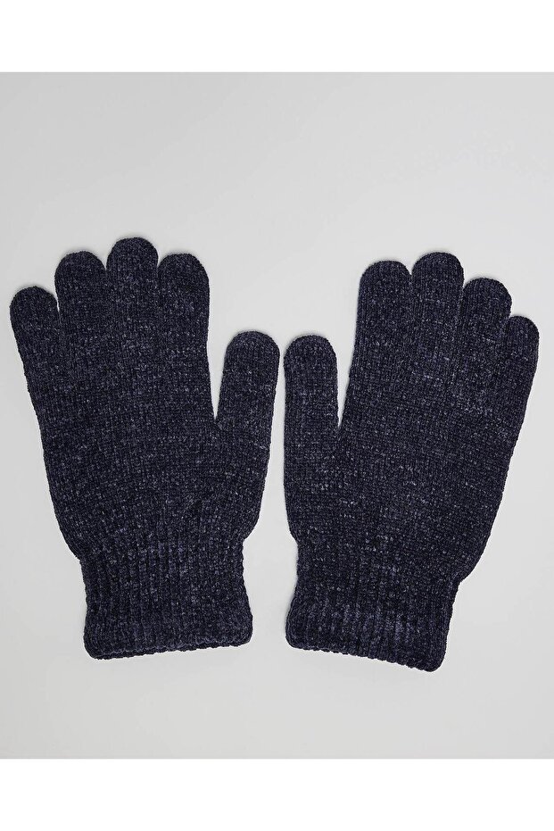Navy Blue Men's Knitted Winter Gloves
