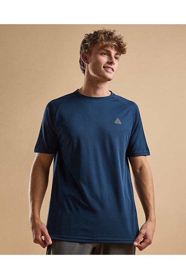Logo Detail Active T-Shirt with Crew Neck and Short Sleeves