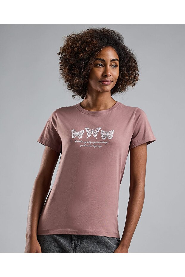 Printed T-Shirt with Crew Neck and Short Sleeves