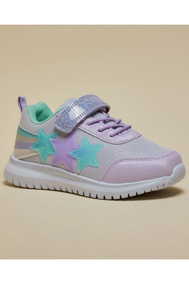 Lilac GIrl Appliqued Velcro Shoes