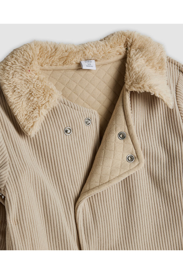 Beige Boy Solid Collared Romper - 3