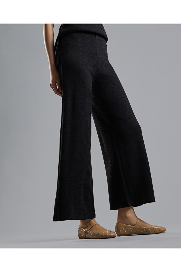 بنطلون محبوك سادة بخصر مطاطي - 4