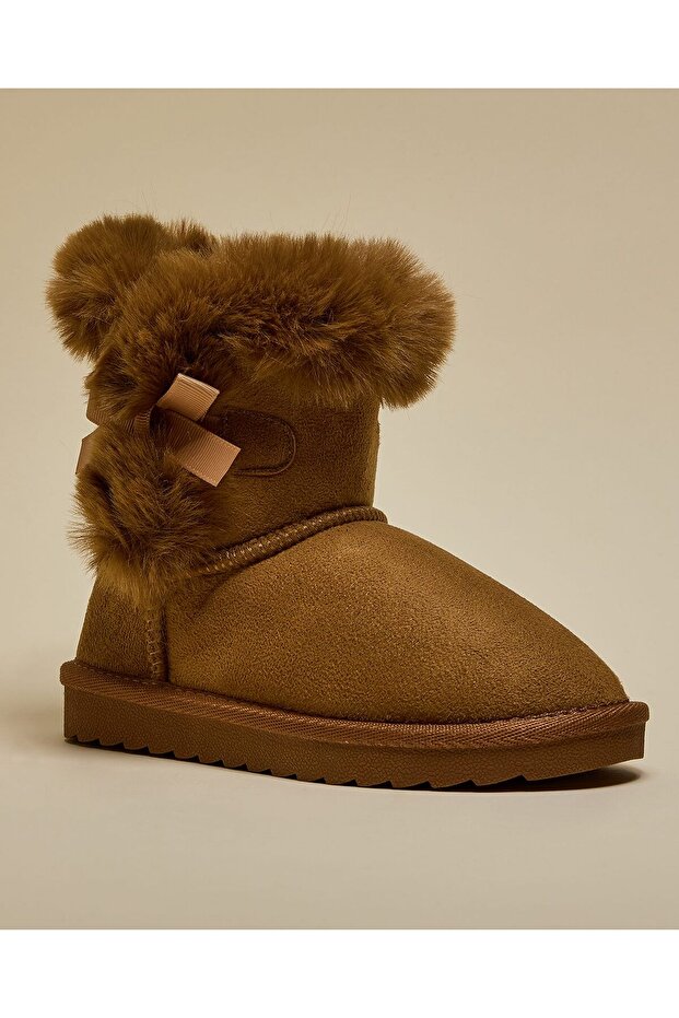 Tan Girl Fur Detail Winter Boots