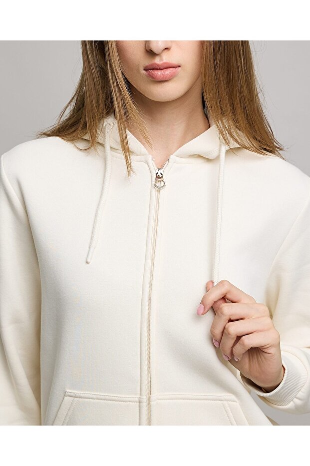 Solid Hooded Jacket with Zipper Closure - 5