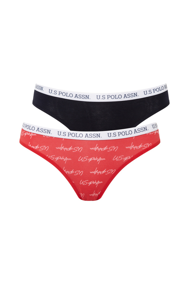 Women's Red - Navy Blue - Printed 3-Piece Slip
