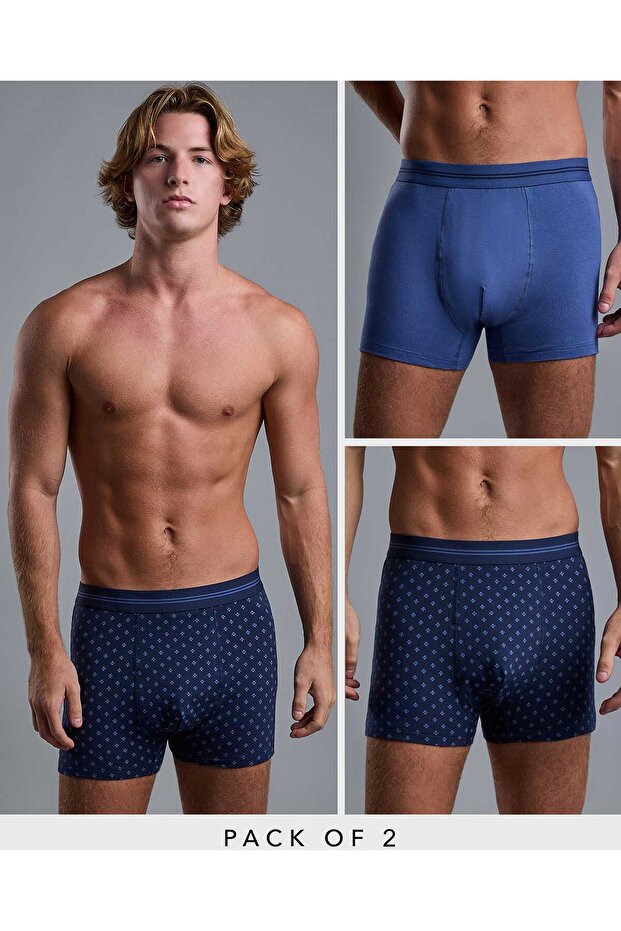 Blue Men's Blue Men's's 2 Pack Long Trunks