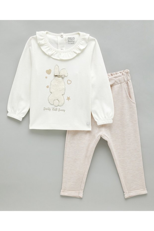 Ivory Girl's Appliqued Top and Pant Set