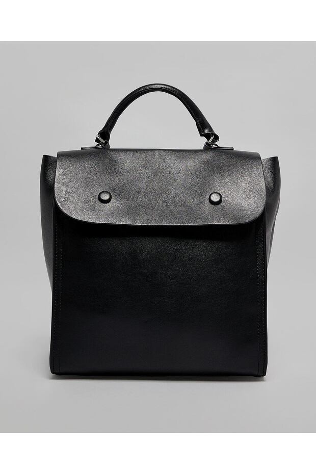 Black Women's Textured Flap Backpack