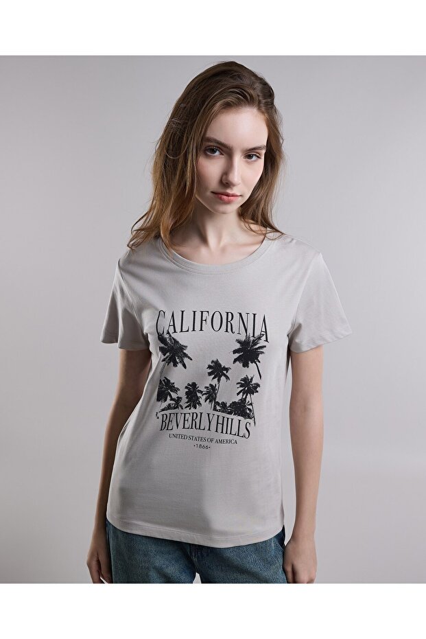 Printed T-Shirt with Crew Neck and Long Sleeves