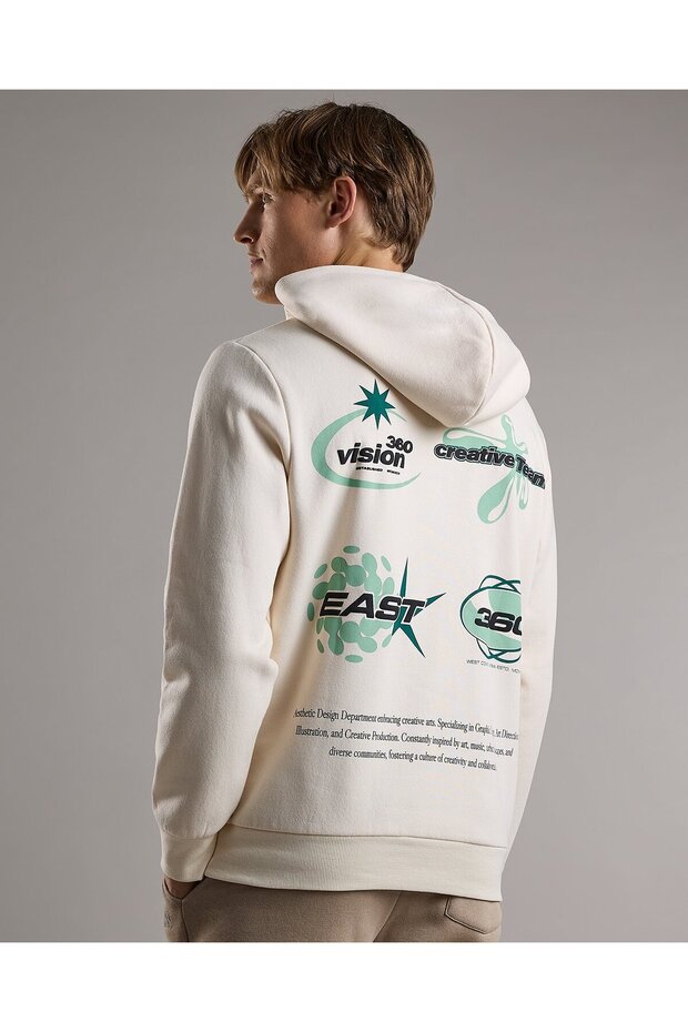 Printed Hoodie with Long Sleeves