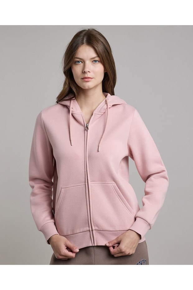 سترة سادة بغطاء رأس وسحاب للإغلاق - 3