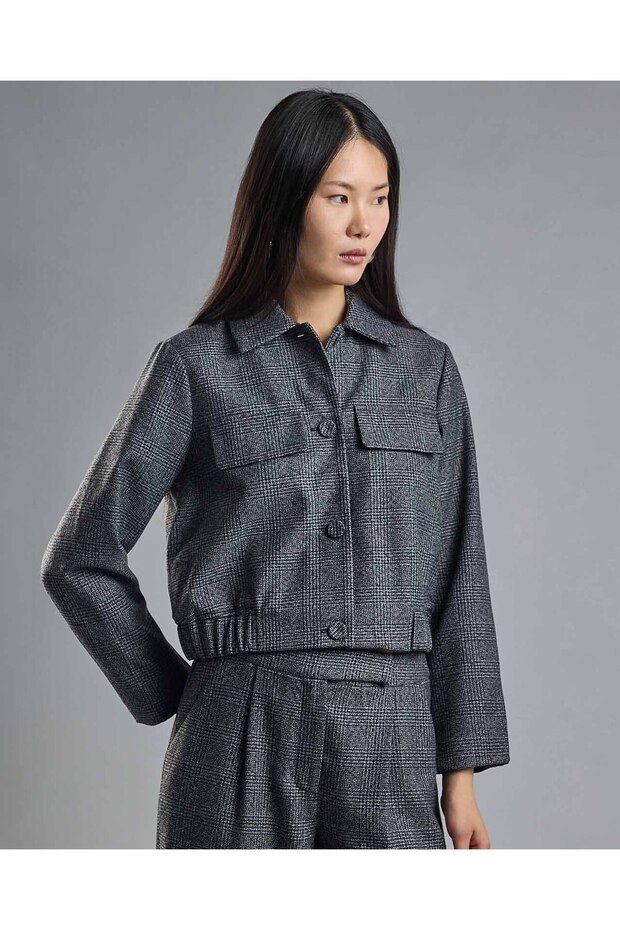 Textured Jacket with Button Closure - 1