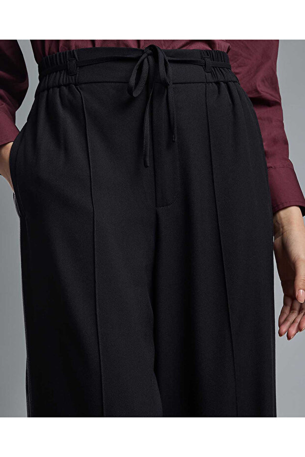 بنطال واسع الساق مع خصر برباط - 5