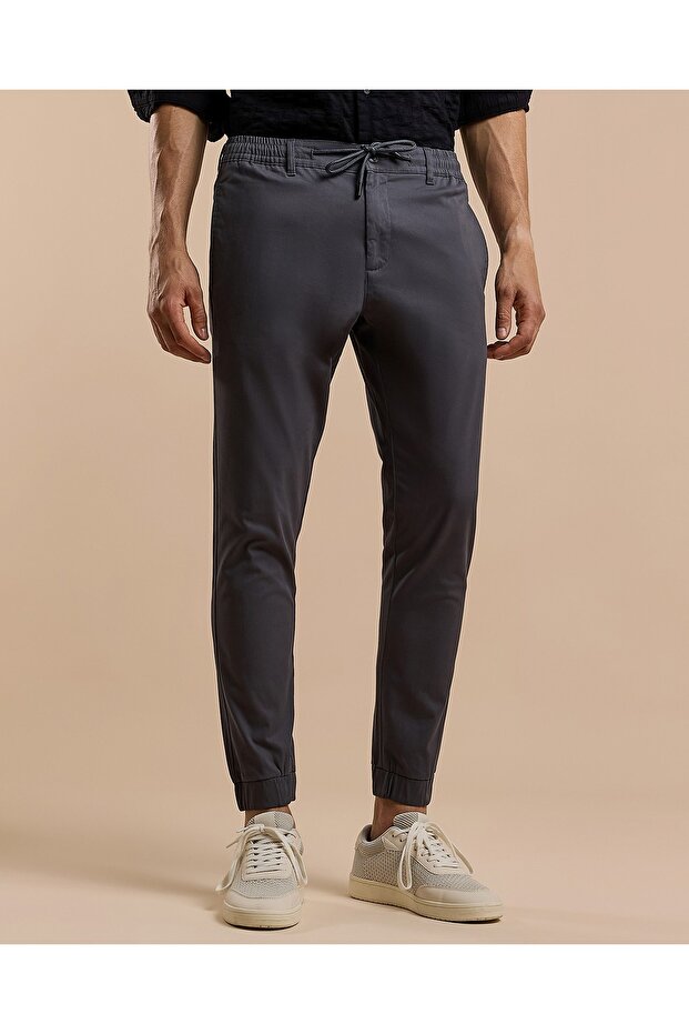 Solid Jogger Pants with Drawstring Waist - 2